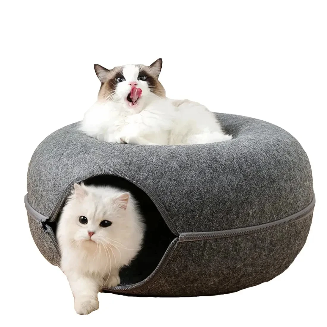 Interactief rond klein kattentunnelnest Vilt Kittens Bed Huis Scratcher Kat Donut Slapen Huisdier Speelgoed voor katten - afbeelding 2
