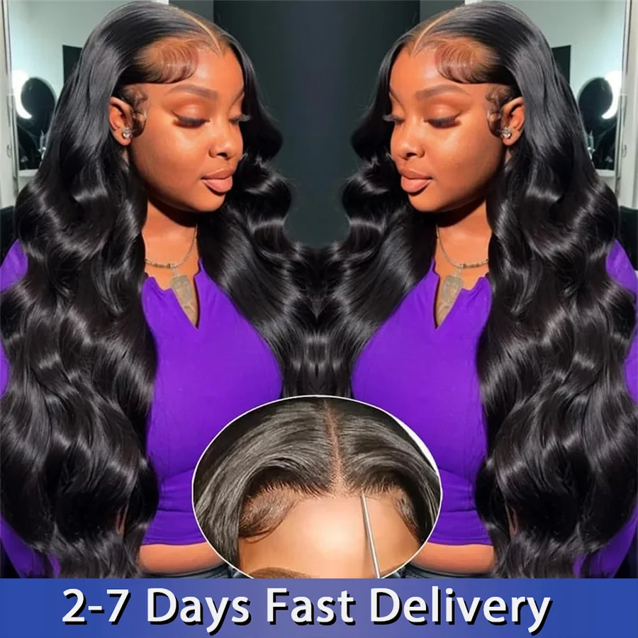 Grade 10 Glueless Lace Frontal Wig Human Hair Glueless Lace Front Wigs Bling Preplucked Natural Color Body Wave Human Hair Wigs