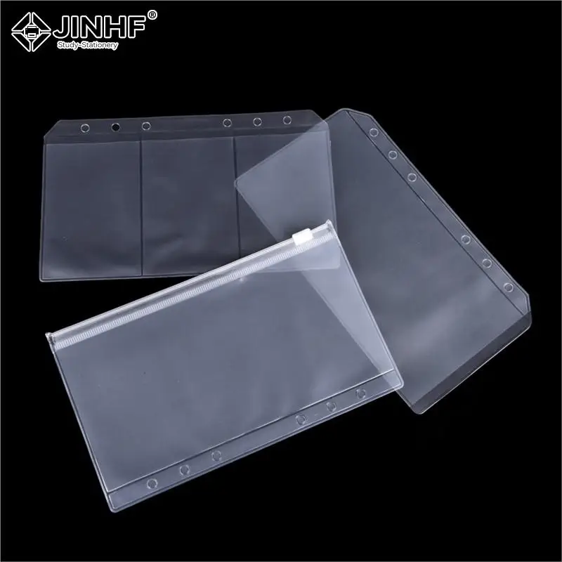 

A5/A6 PVC Transparent Zip Lock Envelope Binder Pocket Refill Organiser Stationery For 6 Holes