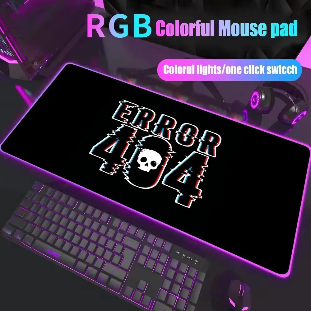 

404 Коврик для мыши в стиле ошибок XXL RGB игровой коврик для мыши Аксессуары для геймеров Большие коврики для мыши со светодиодной подсветкой Коврик для ПК Компьютерный настольный коврик с подсветкой