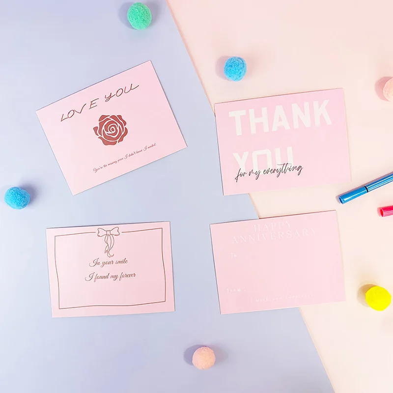 

4-Piece Set Of Pink Greeting Cards, Wedding Invitation Envelopes Suitable For Birthday Parties, Graduation, Christmas, Valentine