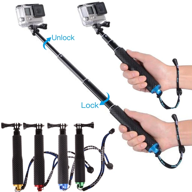 Ręczny wysuwany kijek do selfie Gopro Aluminiowy monopod Go Pro Stick do GoPro Hero 9 8 7 6 5 4 SJCAM SJ8 Sj6 Xiaomi Akcesoria