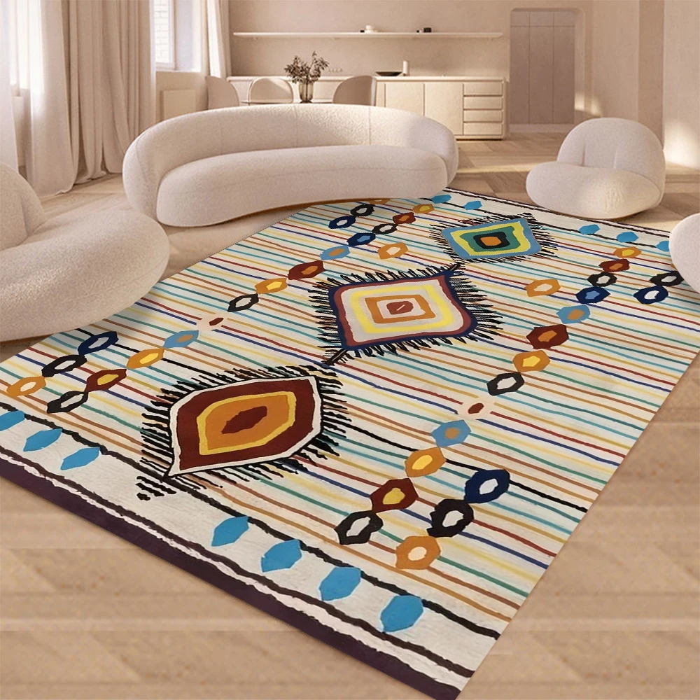 

Vintage Tribal Area Rugs Washable Area Rugs for Living Room Bedroom Bathroom Kitchen Doormat Stain Resistant Non-Slip Floor Mat