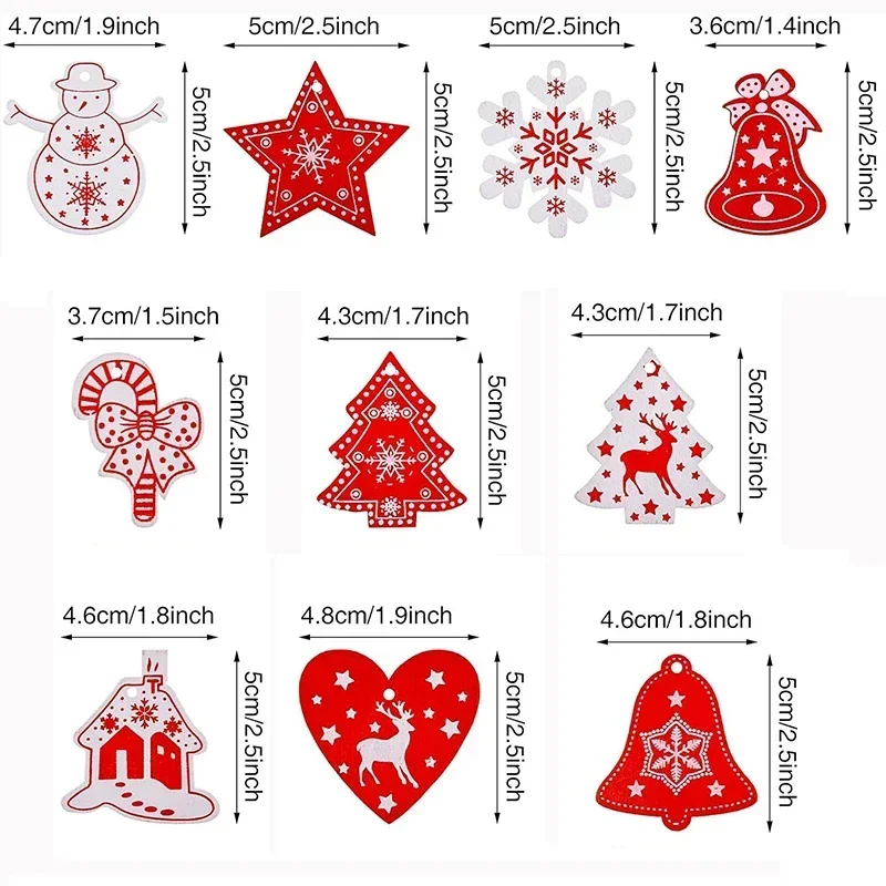 10 قطعة زينة شجرة عيد الميلاد الخشبية الصغيرة DIY الحرف الإبداعية خشبية هدية الكريسماس الداخلية زينة معلقة الملحقات #2