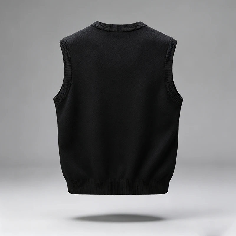 Herren V-Ausschnitt Strickweste, einfarbig, ärmellos, Pullover, schmal geschnitten, weich, warm, Strickweste, Basic, lässig, für den Alltag, Herren-Sweaterweste – Detail 12