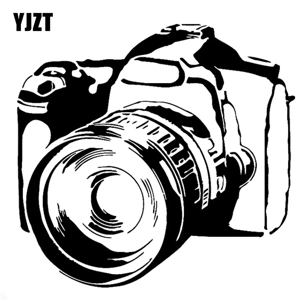 YJZT 15.1CM*14.4CM Personality Photo Camera Video Vinyl Black/Silver Car Sticker C22-0817