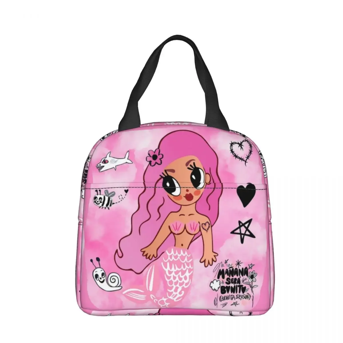 Karol G Pink Hair Bichota Bichota Heart Insulated Lunch Bags Thermal Bag Reusable Large Tote Lunch Box Girl Boy College Outdoor