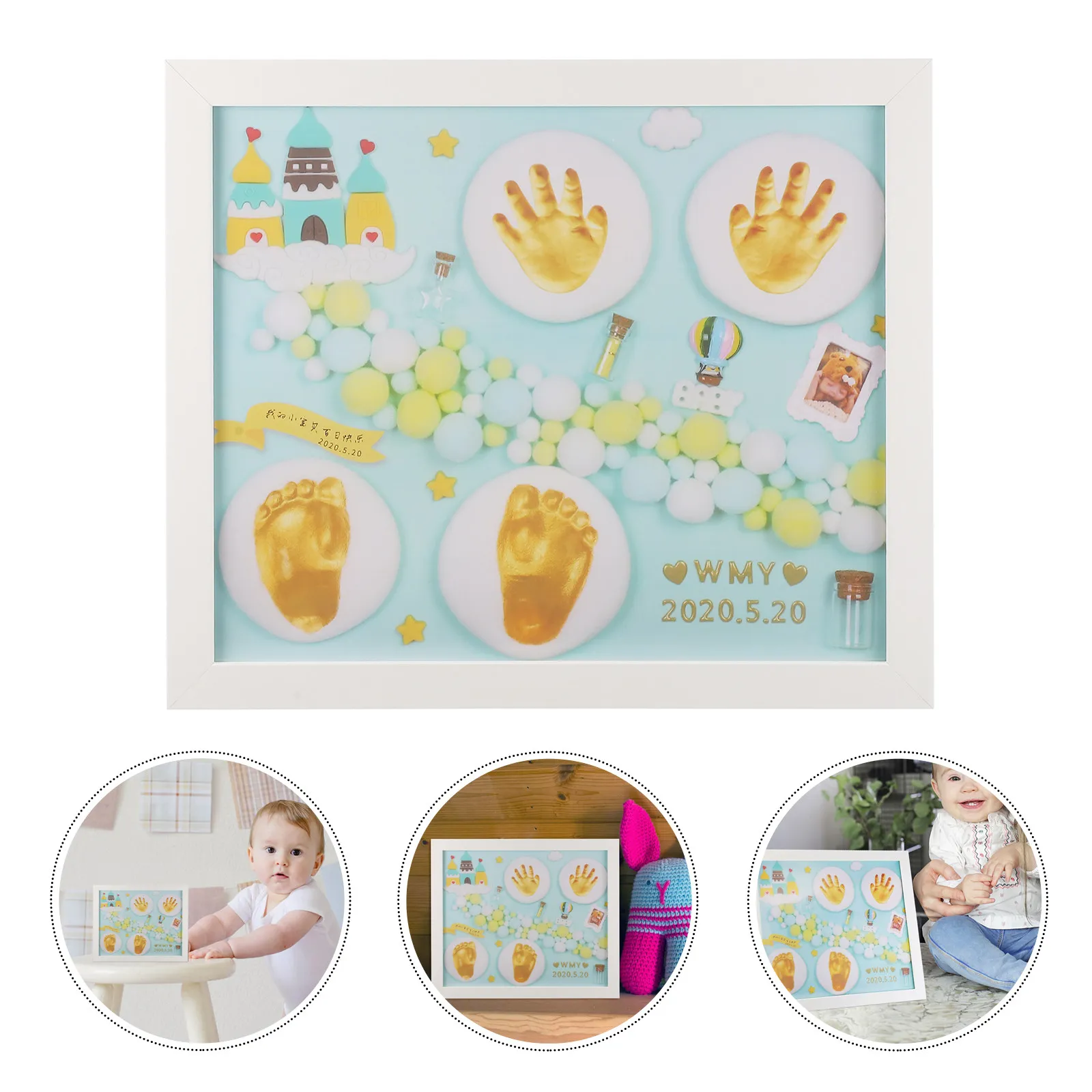 

1Set Soft Infant Handprint Footprint Ink Pad Kit for Kids Growth Tracking Clear Realistic Print Baby Hand Foot Frame