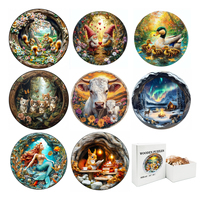 Round Gnomes Jigsaw Wooden Puzzles Highland Cow 3d Wooden Puzzle for Adults Kids Animals Wood Model Diy Educational Toys