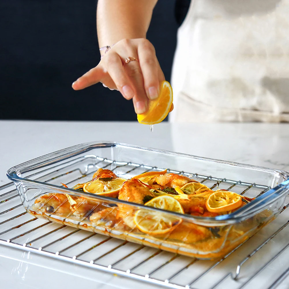 

Rectangular Glass Baking Dish Heat Resistant Serving Plate for Oven Microwave Dishwasher Safe Kitchen Storage Stackable Large
