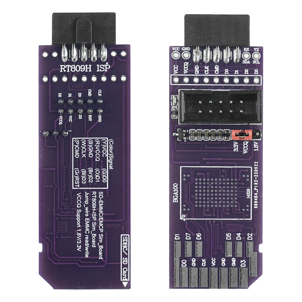 Tablero adaptador Flywire de lectura y escritura Simple, BGA100,BGA254,BGA162/BGA186, BGA153/169, BGA221, SD-EMMC, Original, RT809H-ISP