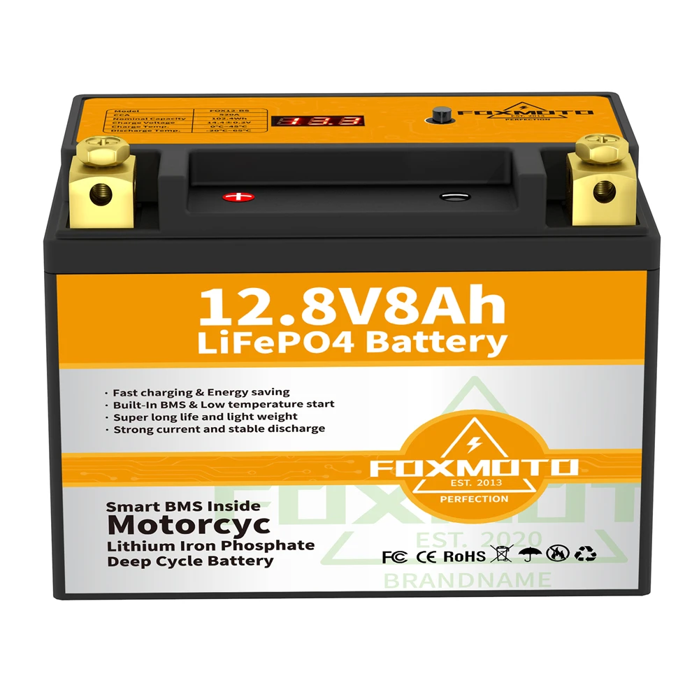 FOX12-BS 12.8V 102.4Wh CCA 520A BMS Motorcycle Start Battery 12.8V Lithium iron Phosphate Scooter LiFePO4 Batteries YTX12-BS