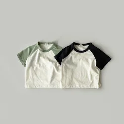 2024 estate nuovo bambino manica corta magliette cotone bambini Casual T Shirt moda infantile solido fondo top per ragazzo ragazza vestiti