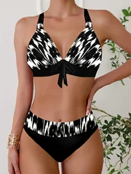 Women's Summer Hanging Neck Straps Strapless Bust Bow Tie Swimsuit Two Piece Swimsuit Bikini Casual Beachwear S-5XL