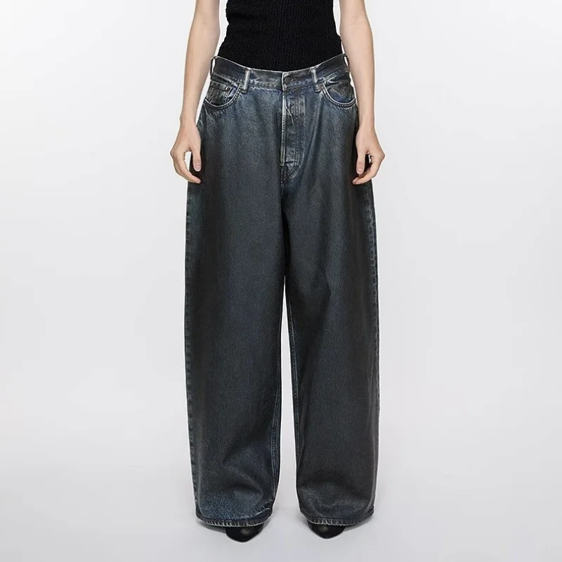 

Women Coated Batik Jeans Casual Pants Distressed Trousers Couples European and American Loose Bottoms Men Pants Clothing Autumn