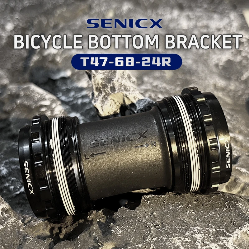 SENICX Steel Bearing Central Axle Bike T47 Bottom Bracket 68mm Thread Shaft Suitable for Road Crankset 24mm Bicycle Components