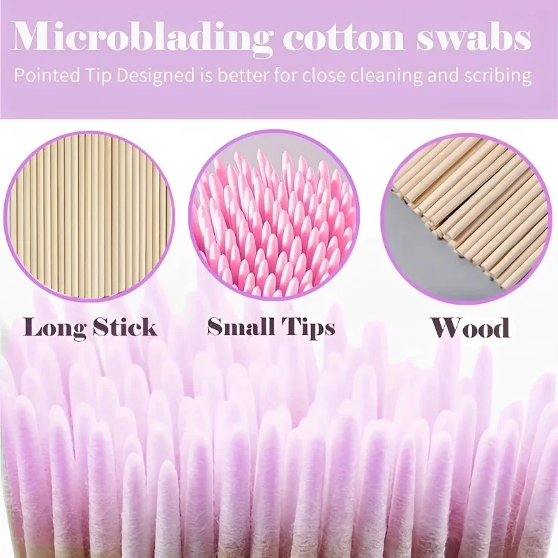 100/300/500Pcs Einweg Holz Baumwolle Tupfer Doppel Kopf Lippenstift Ohr Tupfer Wimpern Reinigung Baumwolle Knospen Maniküre schönheit Liefert – Detail 7