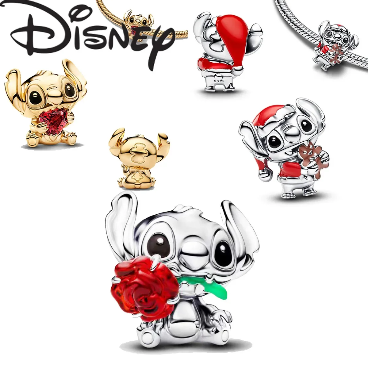 

Новые тематические украшения Disney к Рождеству 2026 года ‌ Милые бусины-стразы, подходящие для оригинальных браслетов, подарок на Рождество для женщин