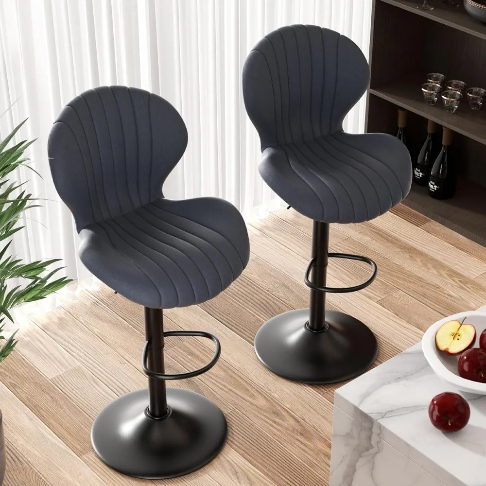 Modern Swivel Bar Stools Set, Cadeiras de Bar, Barstools Counter Altura, Encosto Alto, Fácil, Montagem de 3-5 Minutos, 2 PCs