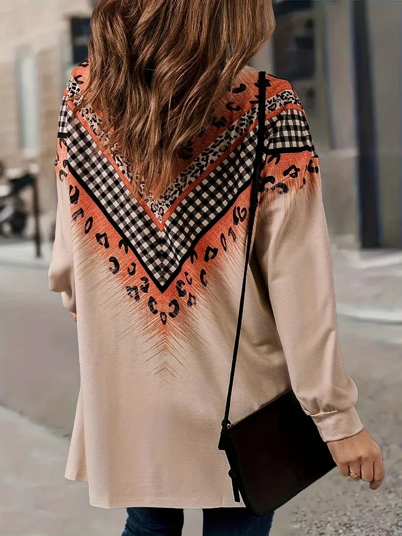 Cardigan pour femmes, nouvelle mode, mince, style ethnique, imprimé, boucle, poche décontractée, grande taille, automne et hiver européens et américains