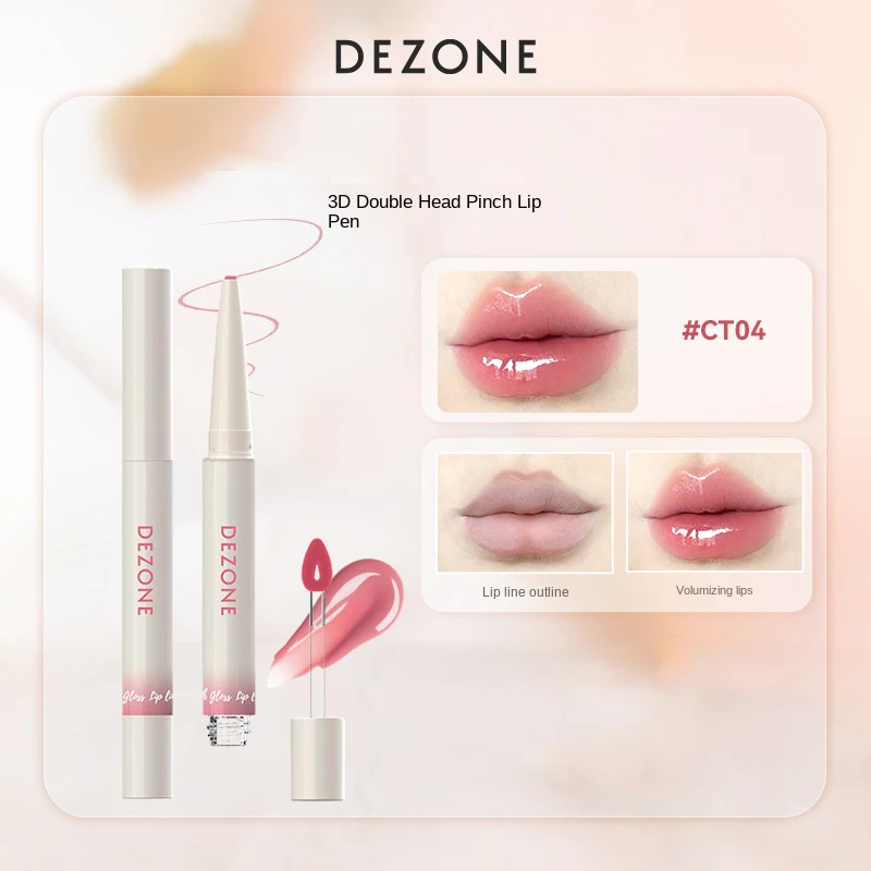 Dezone Glossy Lip Glazuur Spiegel Lippenstift Vloeibare Lipliner Antiaanbaklippenpotlood Vochtinbrengende Crème Cosmetica Met Vitamine E