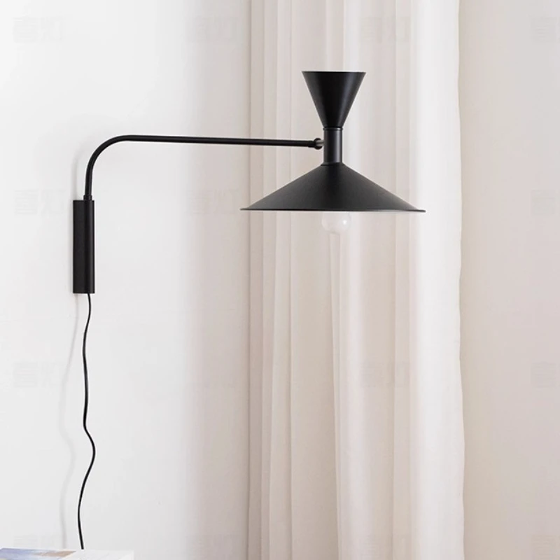 

Italian Black/white/grey Aluminium Rotatable Rocker Arm Wall Lamps Long Pole Light Living Room Bedroom Restaurant Office Sconces