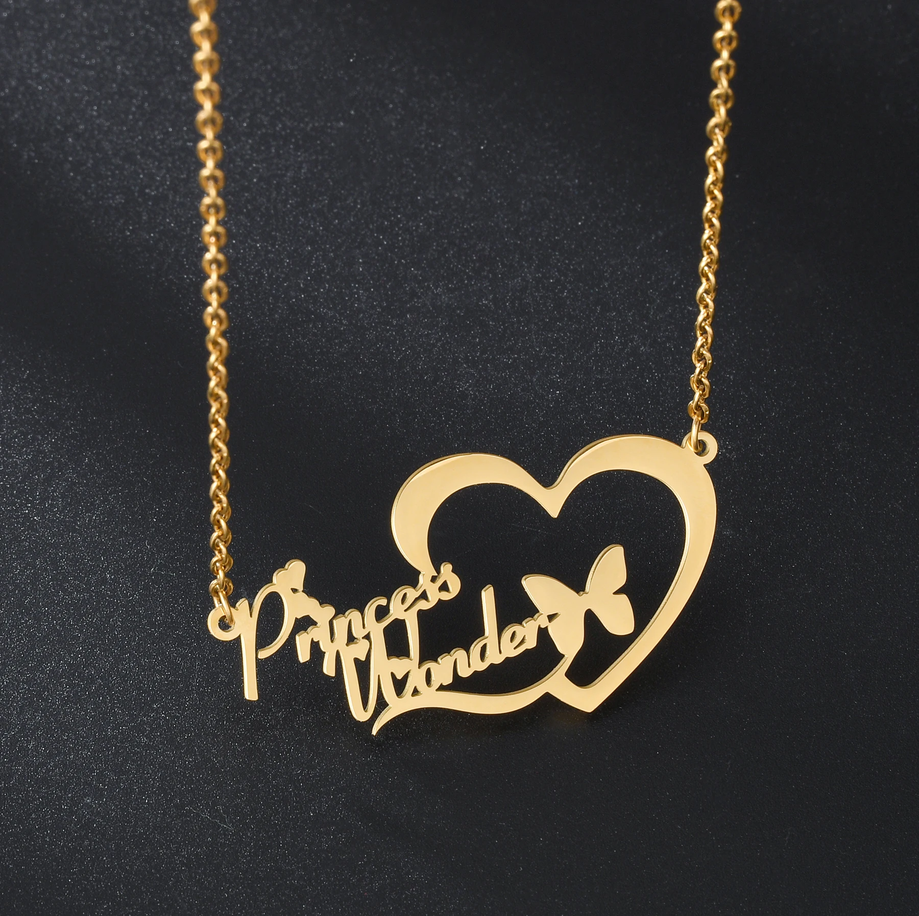 

Acheerup Personalized Name Heart Necklace for Women Custom Letter Stainless Steel Box Chain Pendant Choker Jewelry Birthday Gift