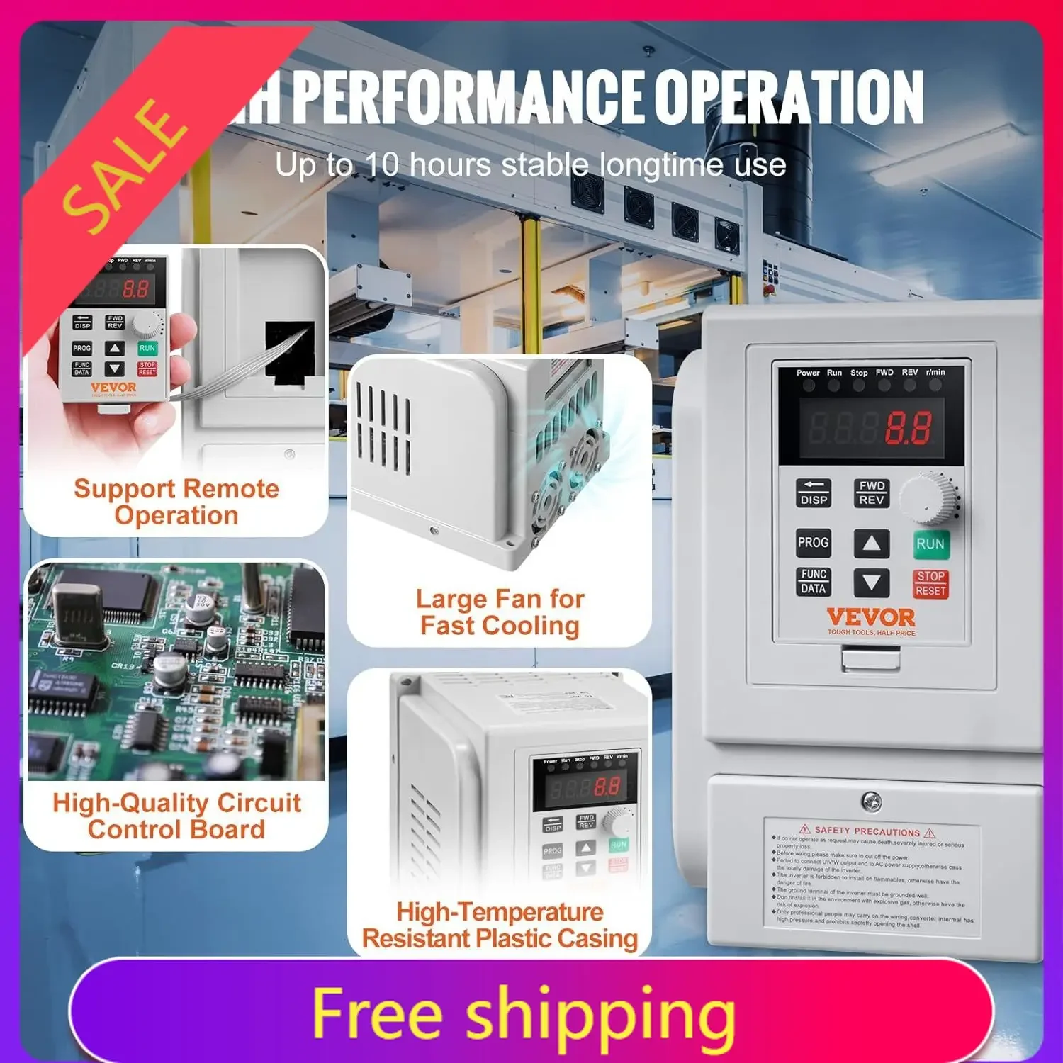 VFD 5HP 4KW 18A, 1 Phase 220V-240V Input to 3 Phase 220V-240V Output Variable Frequency Drive, 0-400Hz VFD for AC Motor Speed Co