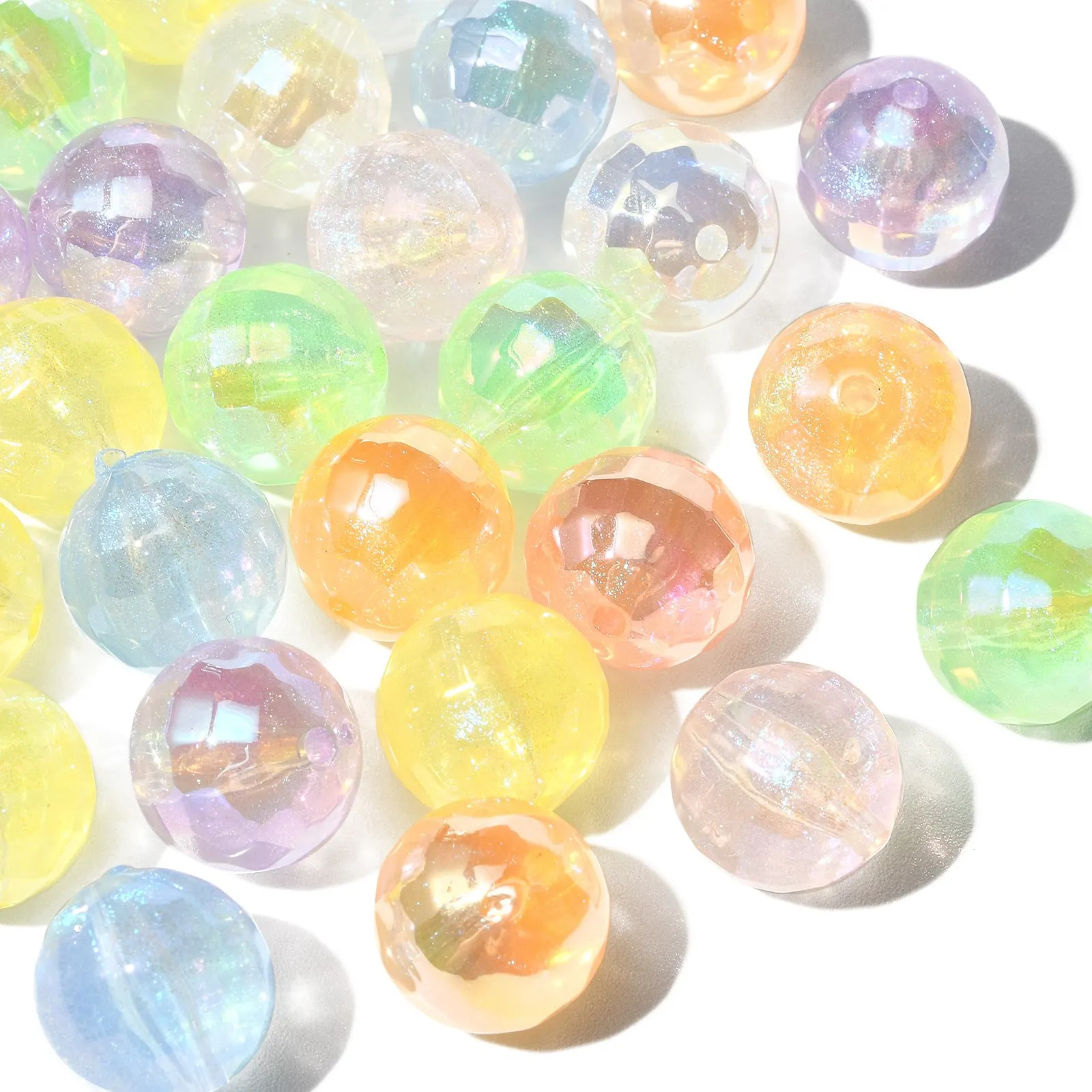 

30Pcs Random Color 16mm Acrylic Faceted Round Beads with Glitter Power Chunky Bubblegum Beads for Jewelry Bracelet Making