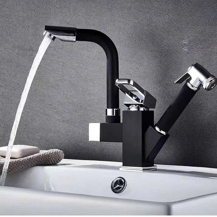 Multifunctional Rotary Washbasin Washbasin Faucet Bathroom with Spray Gun Household Kitchen Faucet