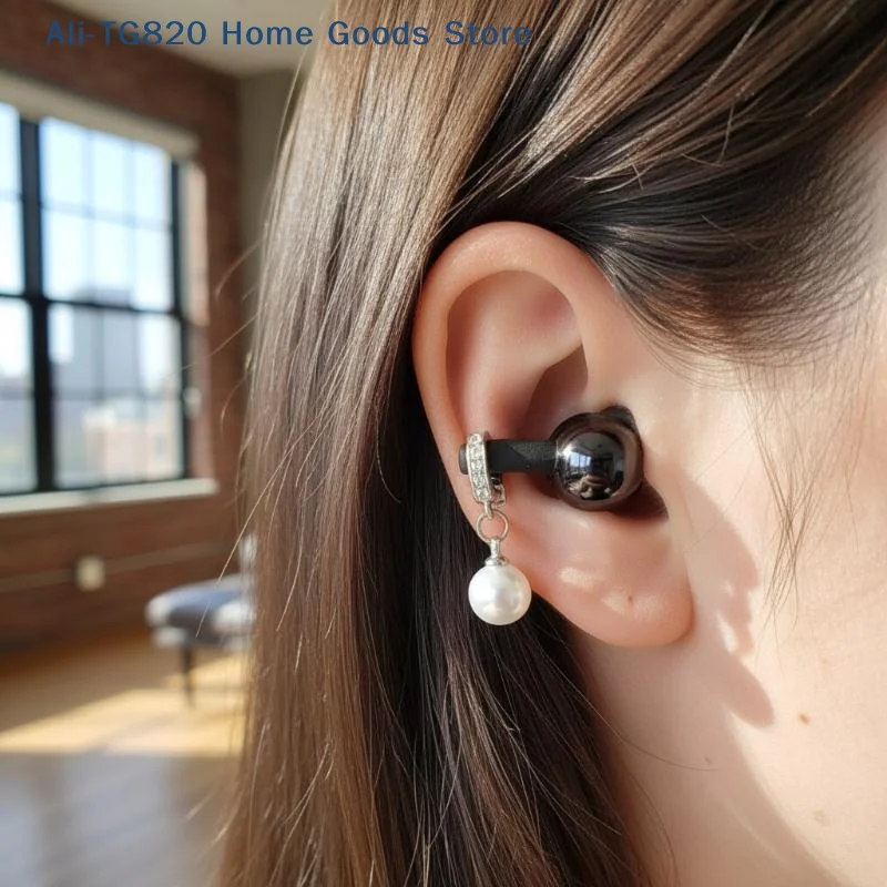 [TG820][W] Elegant Pearl Headphone Rhinestones Buckles Clip On Attachment For FreeClip 1 2 Zircons Embellishment
