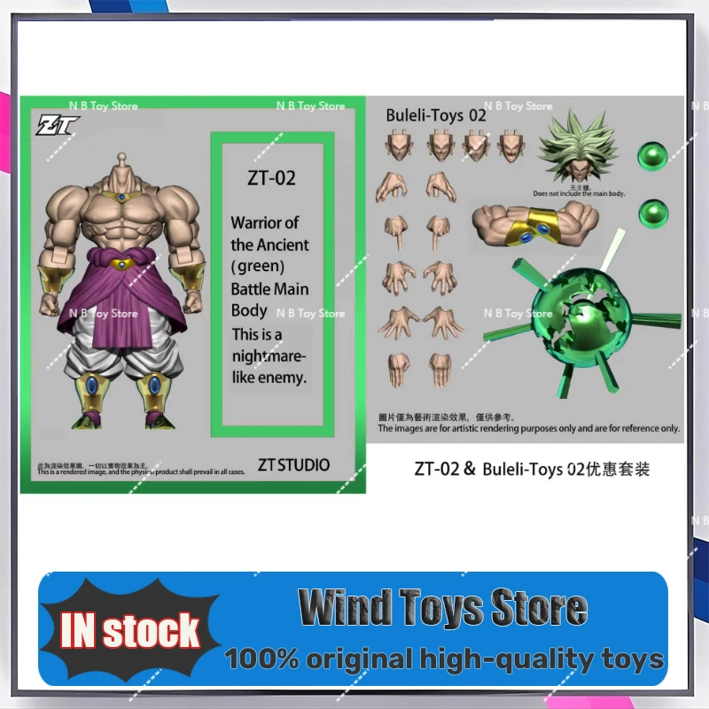 Novo produto, pré-encomenda ZT Studio Ancient Warrior Broly Dragon Ball Z 1/12, boneco de ação de cabelo longo verde e amarelo