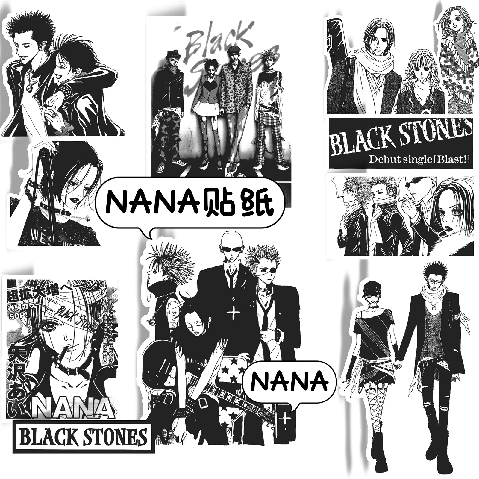 66pcs Balck White Anime Nana Osaki Nana Komatsu Stickers for DIY Handbook Phone Water Cup Luggage Waterproof Sticker Decals