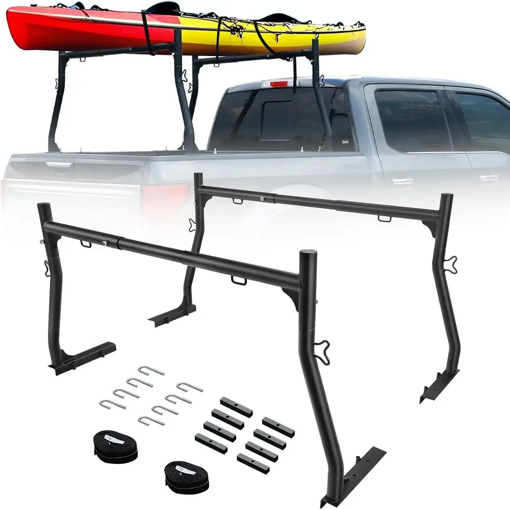 Universal Non-Drilling Truck Bed Rack, 46-71 Wide, 800lbs Capacity for Ladders, Boards, and More