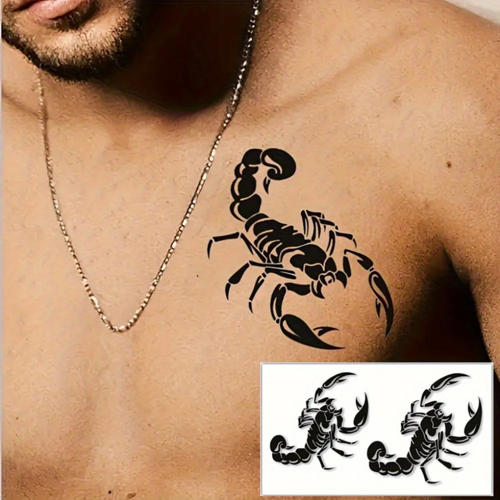 2 Sheets Scorpion Tattoo Stickers, Waterproof and Durable Temporary Tattoos