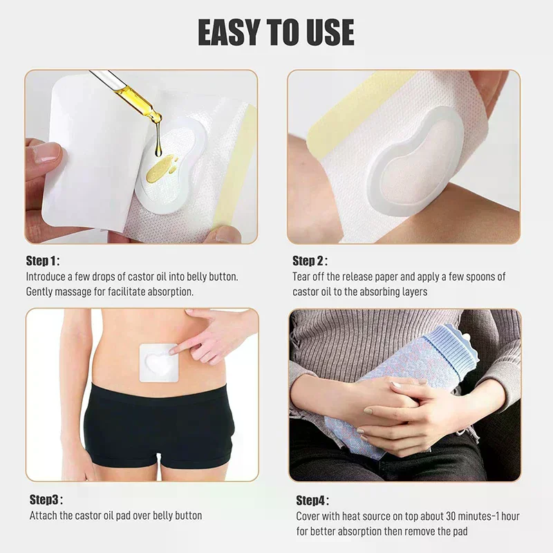 Disposable Castor Oil Belly Button Patch Self-Adhesive Navel Bandage Disposable Spunlace Cloth Castor Oil Patches Belly Sticker