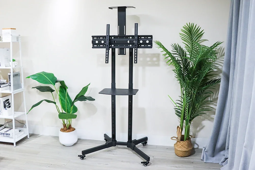 Factory Direct Monitor Bracket Lift TV Floor Stand Mobile Height Adjustable 32-65" TV Trolley Stand TV Mount Carts