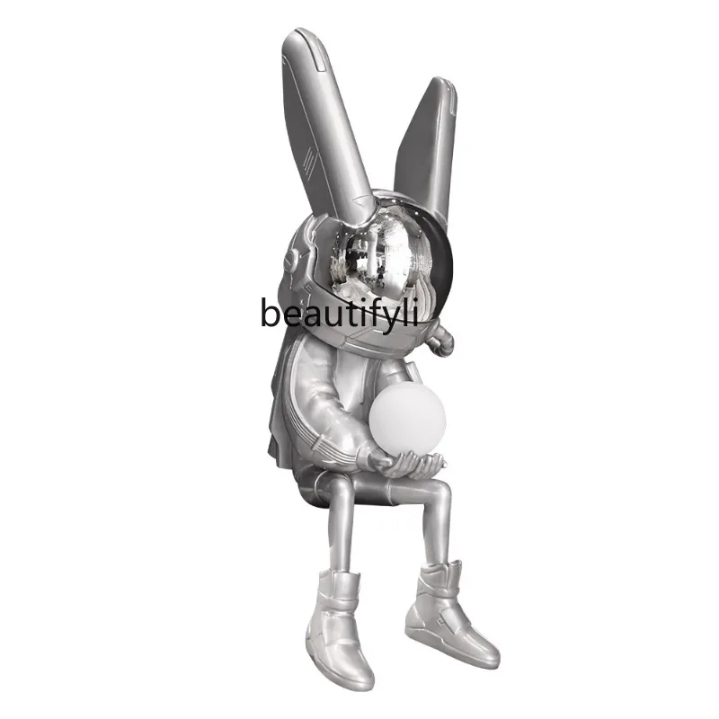 

Customized Electroplating Space Rabbit Customized GRP Sculpture Bar KTV Shopping Window Technology Sense Big Decorations