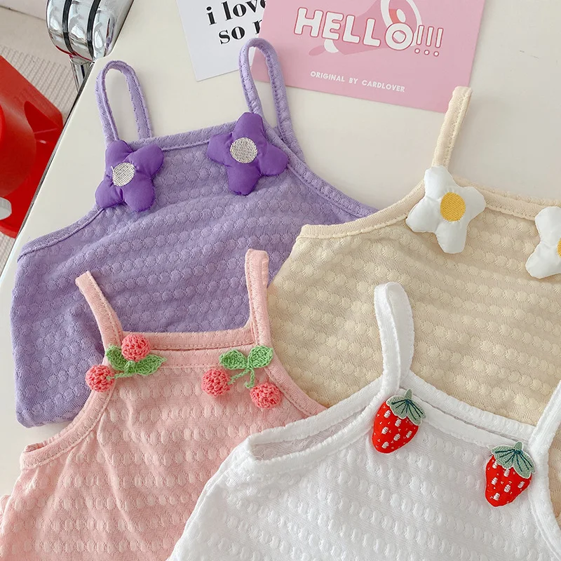 Baby Strawberry Romper0-2Summer Baby Girl Sleeveless Romper BodysuitML685Clothes