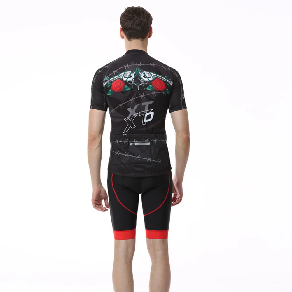 Short Sleeve Cycling Jersey Set for Men Riding Clothing Sunscreen Pro Team MTB Bicycly Biking Wear Quick-dry Tops+Cushion Shorts