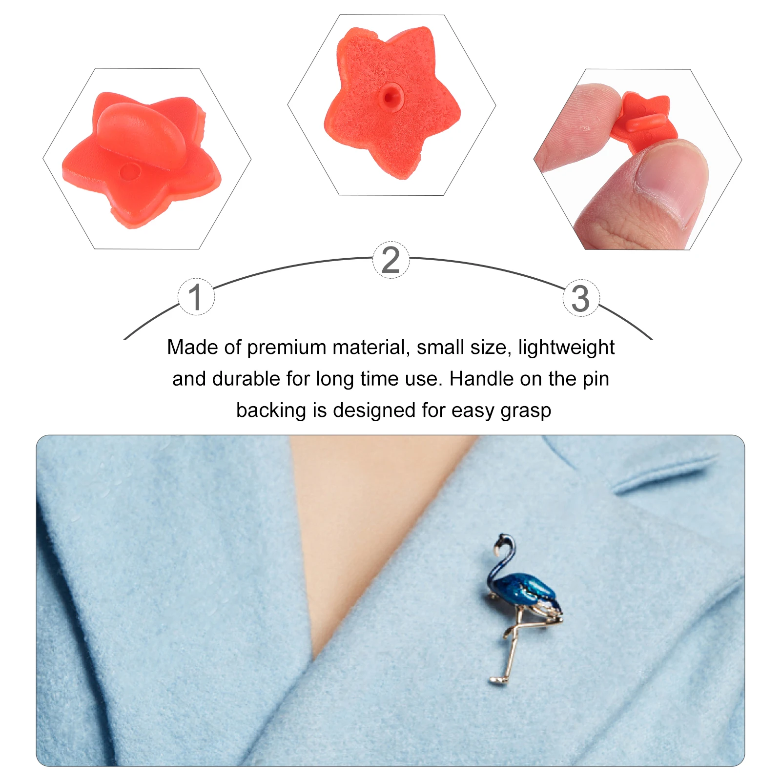 

100pcs Star Hat Badge Tie Tack Lapel Pin Clutch Backings Silicone Keepers Brooch Accessories Light Weight Portable for Badges