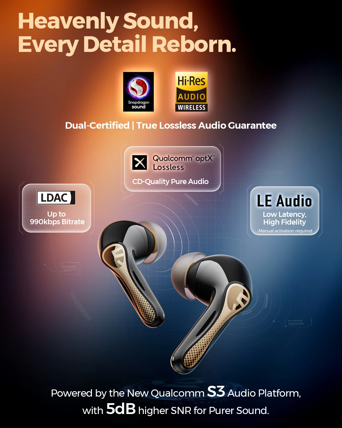 سماعات أذن SOUNDPEATS Air5 Pro+ XMEMS بلوتوث 55 ديسيبل، سماعات أذن ANC هجينة، لاسلكية عالية الدقة، سماعات LDAC/aptX بدون فقدان #4