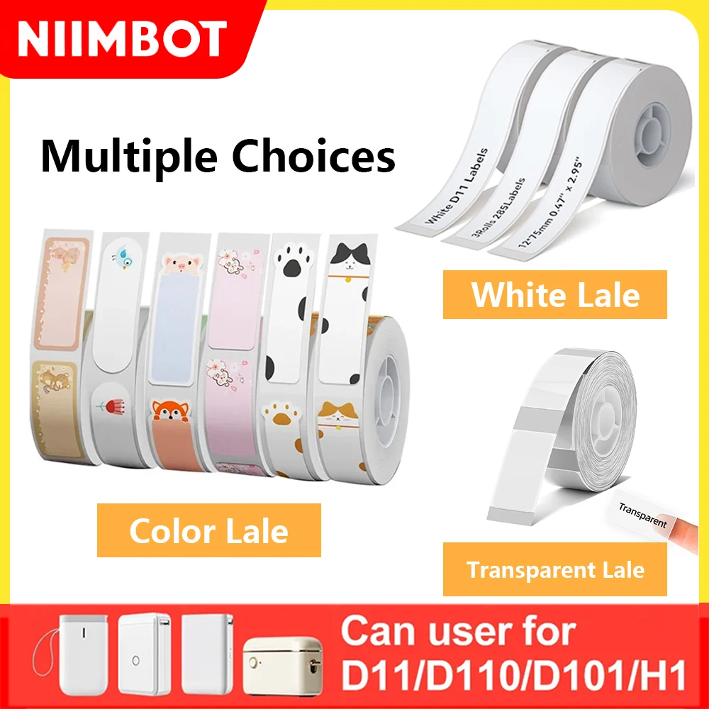 Niimbot Printer D11 D110 D101 Label Sticker 1Roll Color White Transparent Papers Waterproof Anti-Oil Label Mini Portable Printer