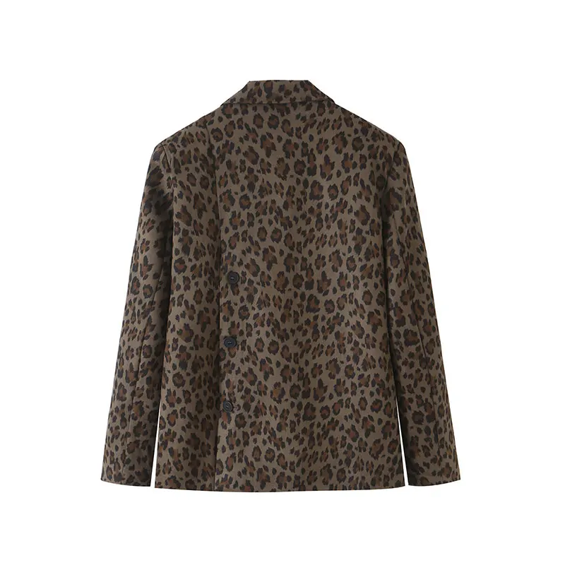 TFAFXY 2026 Autumn Vintage Chic Women Blazer Leopard Print Single Button Pockets Long Sleeve Blazer Fashion Office Chic Blazer
