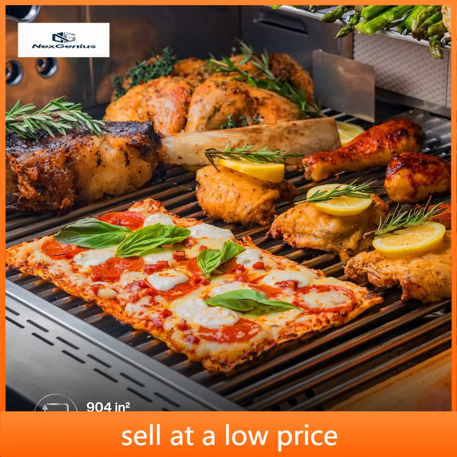 

Premium 6 Burner Built In Gas Grill Island Head, Stainless Steel 36 Inch Propane Grill with Rear Burner