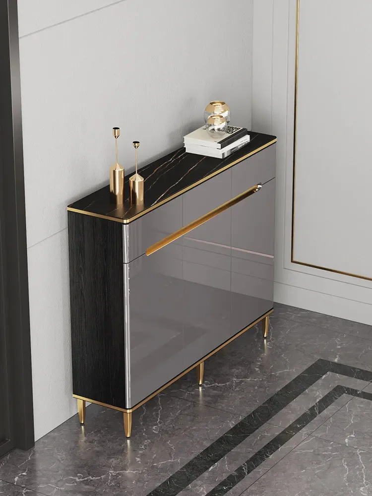 Rock slab dining side cabinet integrated storage cabinet against the wall modern light luxury home living room kitchen cabinet