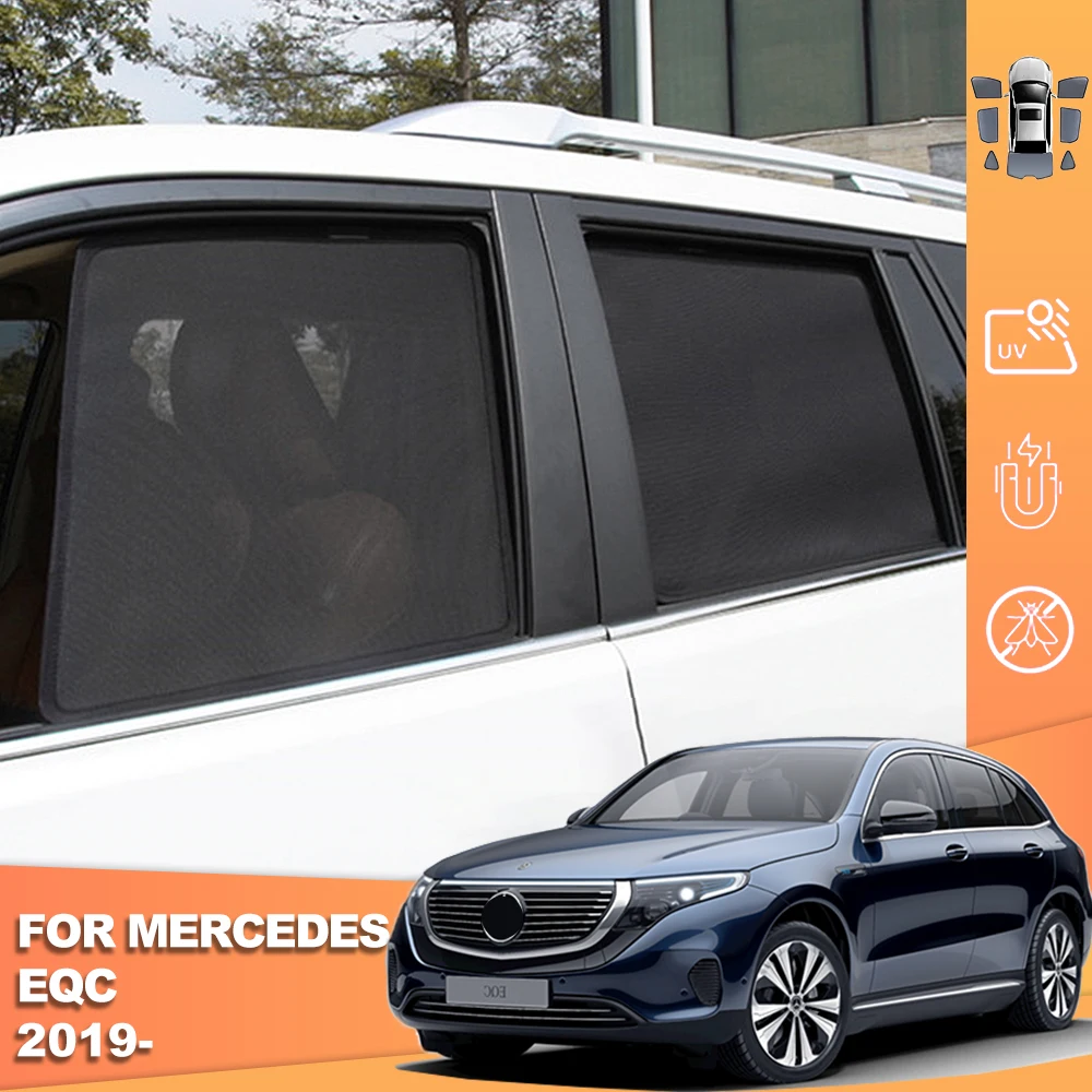 For Mercedes Benz EQC 2019-2024 Magnetic Car Sunshade Shield Front Windshield Curtain Rear Side Baby Window Mesh Sun Shade Visor