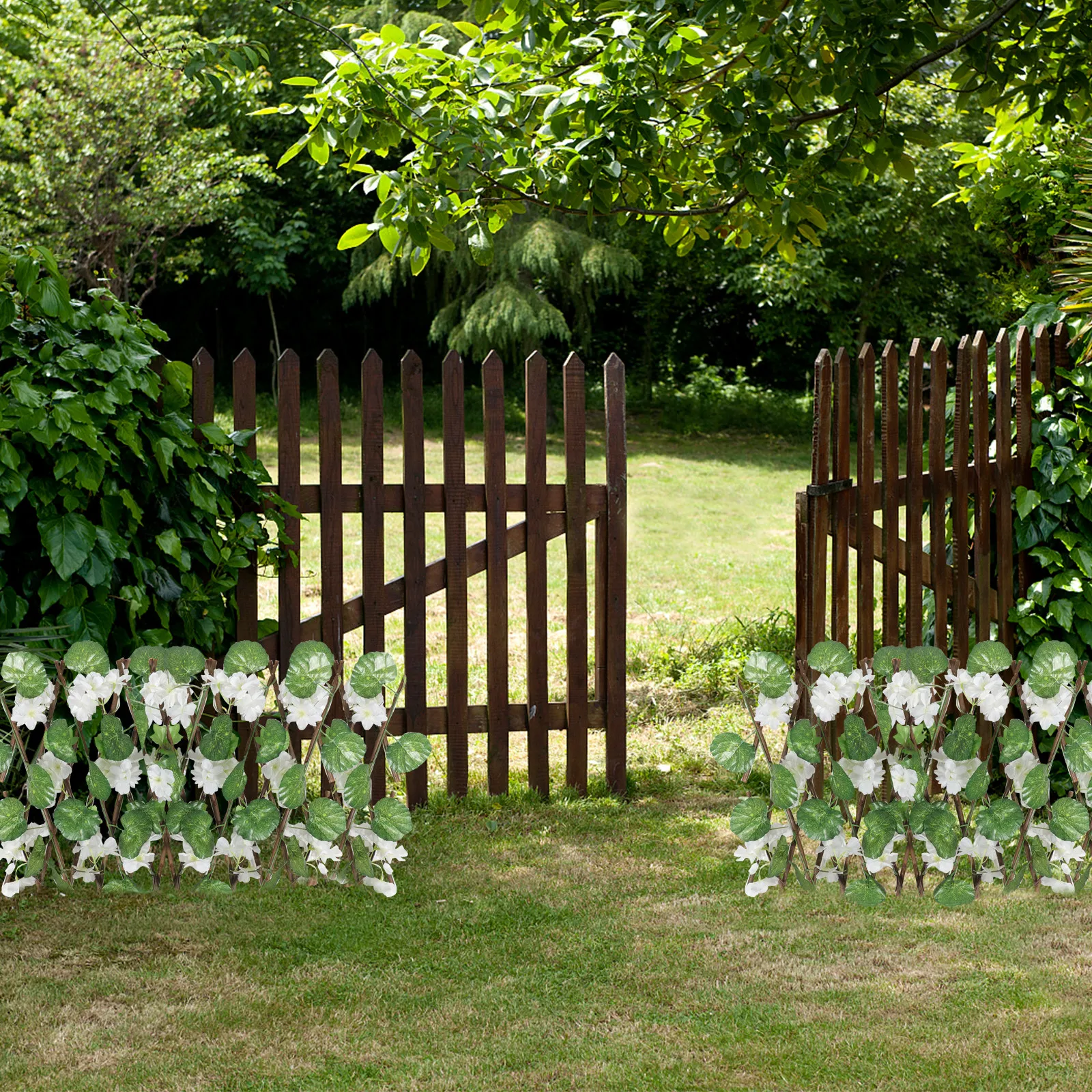 

Искусственная цветочная решетка-забор для уединения, декоративная панель для сада, реалистичная имитация цветочной решетки для балкона, отеля