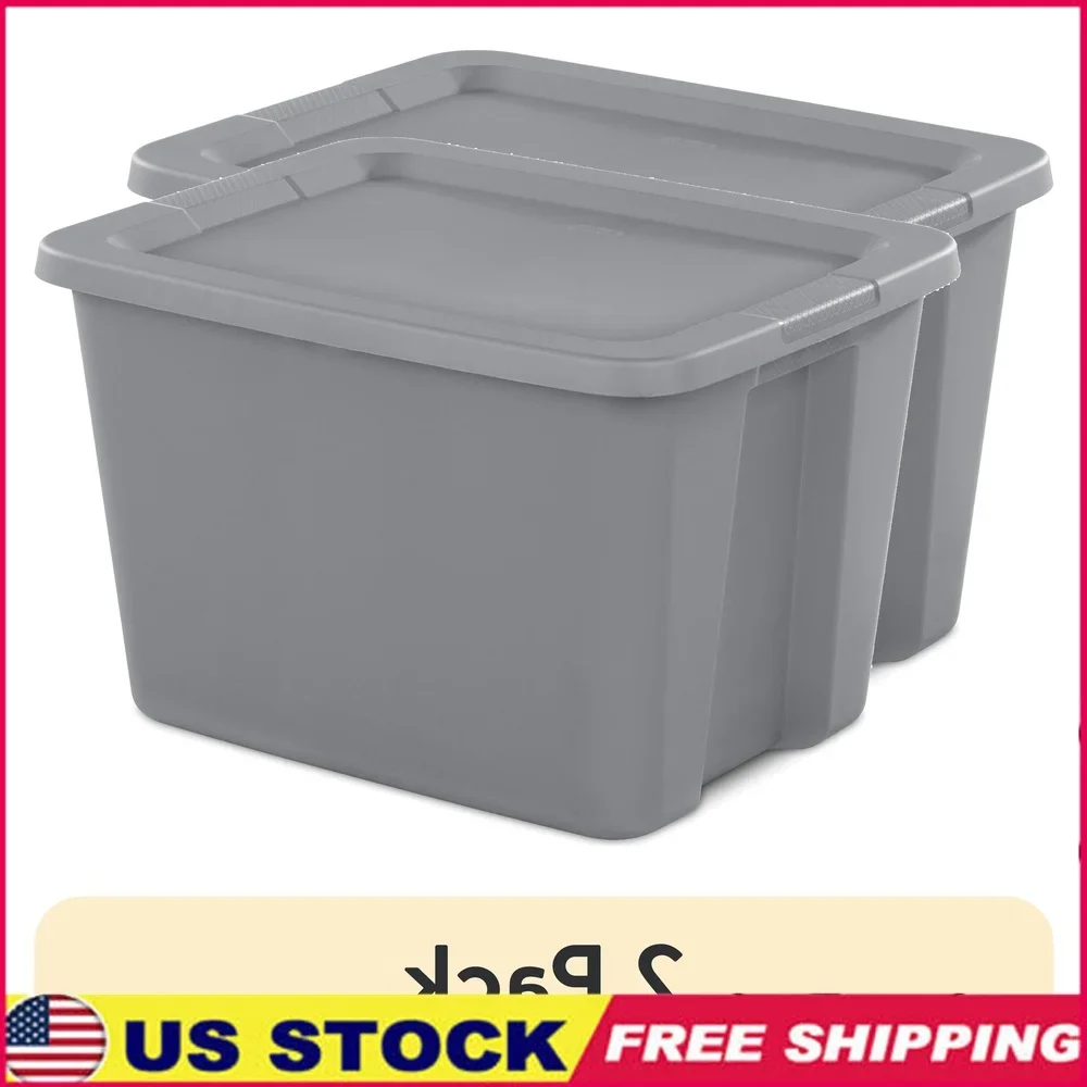 

Large Storage Bins 2 Pack Stackable Plastic Containers with Snap-On Lid Organizing Garage Attic Home Office Clutter