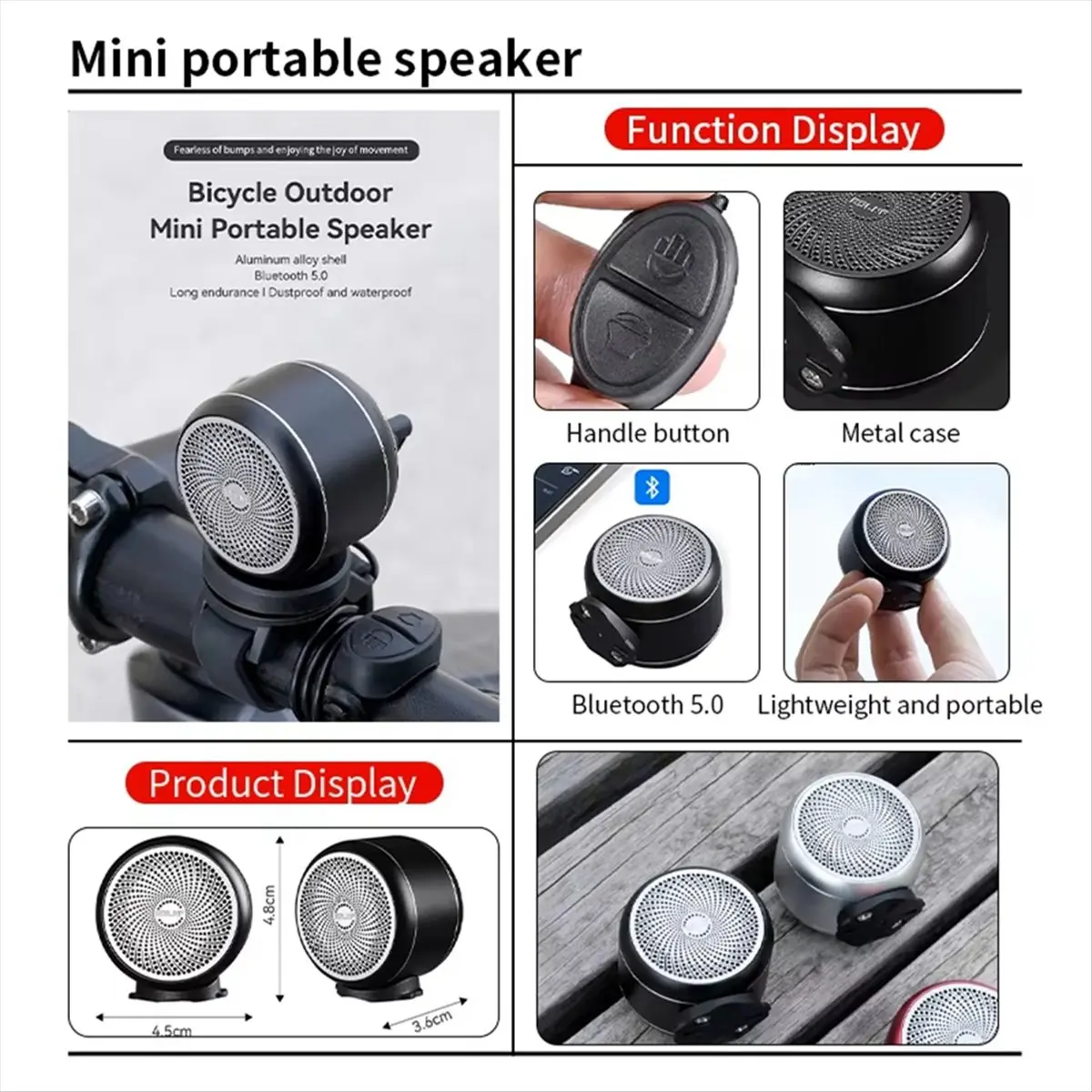 DTC5 ESLNF Bicycle Bluetooth Speaker Riding Electric Horn Car Mounted Mini Subwoofer Scooter Bell Outdoor Bicycle Accessories